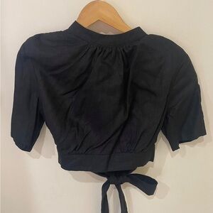 DISSH linen tie back crop top